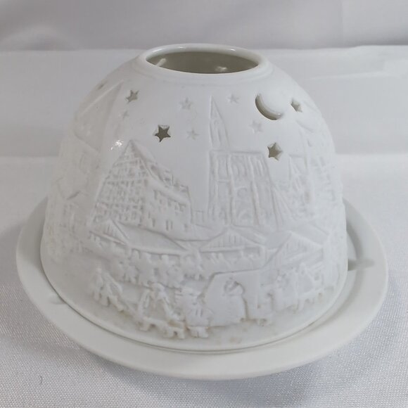 Starlight Hellmann-Versand Bisque Lithopane White Christmas 2010 Candle Holder - Picture 2 of 14